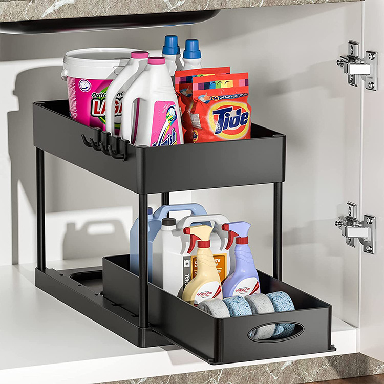 Multi-Purpose Under Sink Organizer Under Bathroom Sink Storage 2 Tier Organizer Storage Drawer Holder Rack