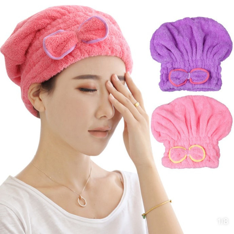 Woman magic quick dry hair coral velvet drying towel bath hat salon towel