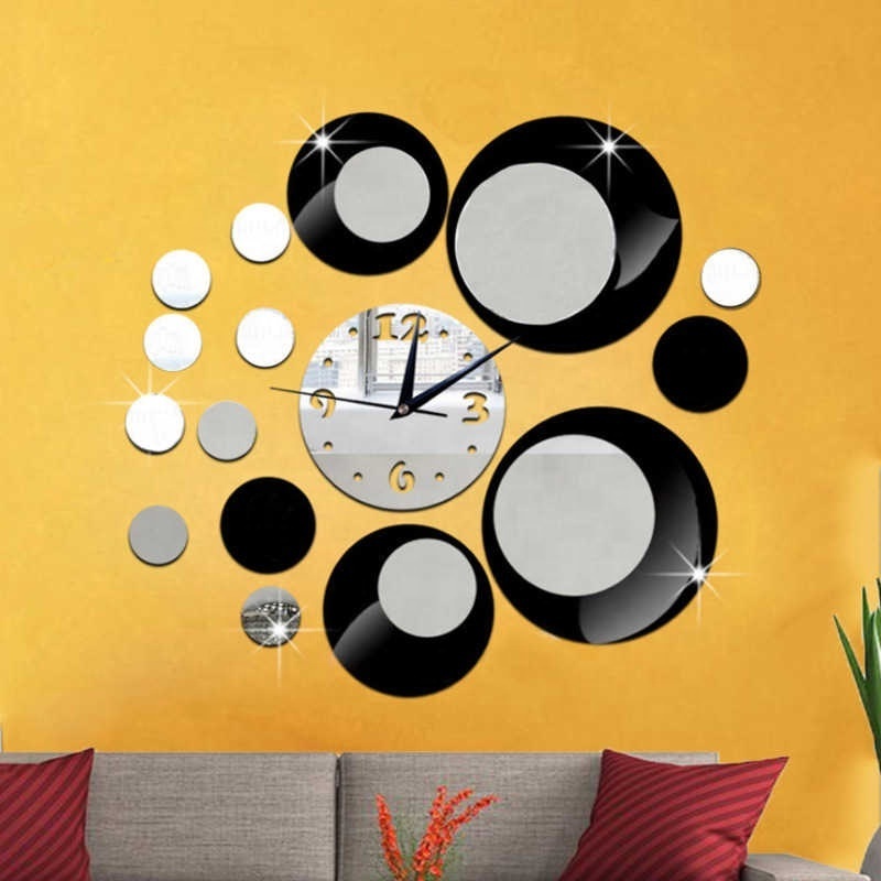 Hot Sale Direct Sales Of Crystal Three-dimensional Acrylic Wall Clocks Living Room Self-adhesive Wall Clocks Creative Wall