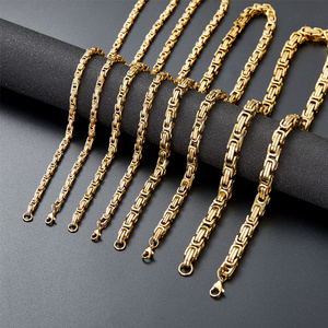 Classical Byzantine Chain Jewelry Set Stainless Steel Necklace Bracelet Gold Chain Design For Men