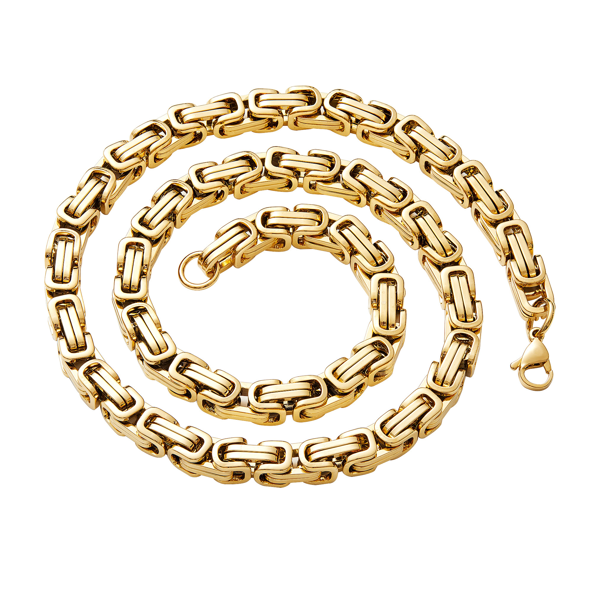 Classical Byzantine Chain Jewelry Set Stainless Steel Necklace Bracelet Gold Chain Design For Men