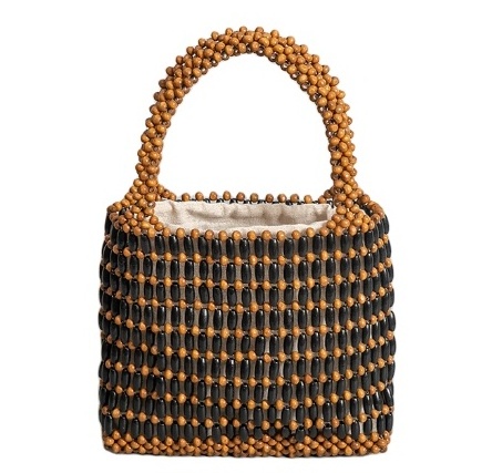 latest fashion handbag high quality Handmade wooden bead woven bag for ladies