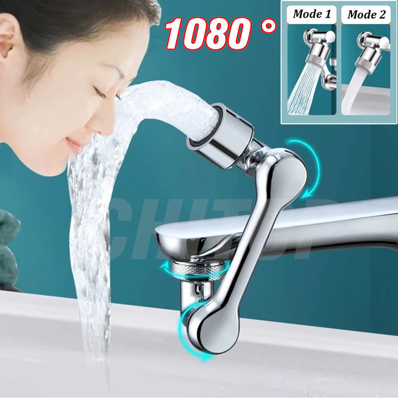 Universal 1080 Rotatable Extension Faucet Aerator Plastic Tap Splash Filter Kitchen Washbasin Faucet Bubbler Nozzle Robotic Arm