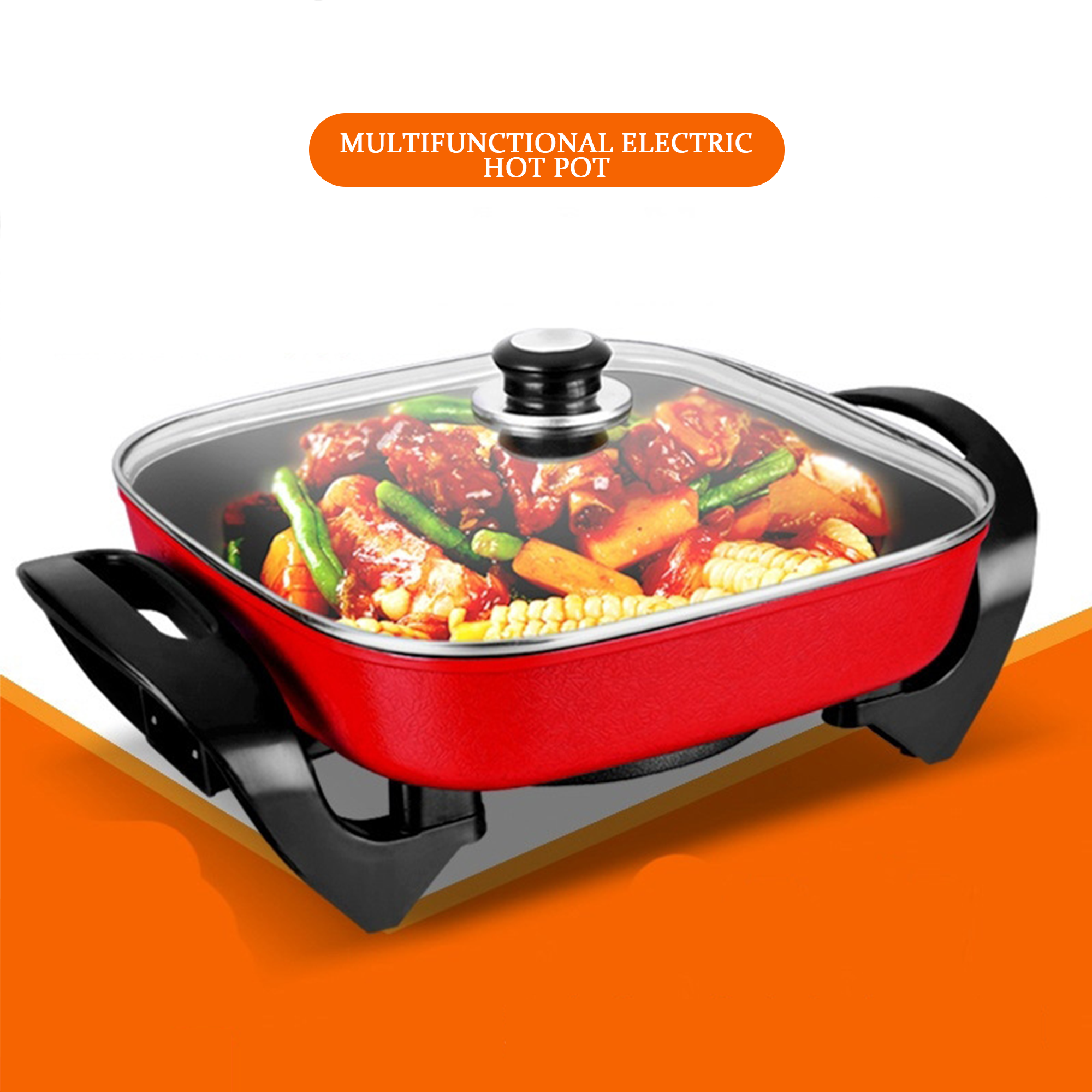 2024 Wholesale portable Korean style square 5L electric cooker healthy kitchen nonstick pot ware electric caldron for dormitory