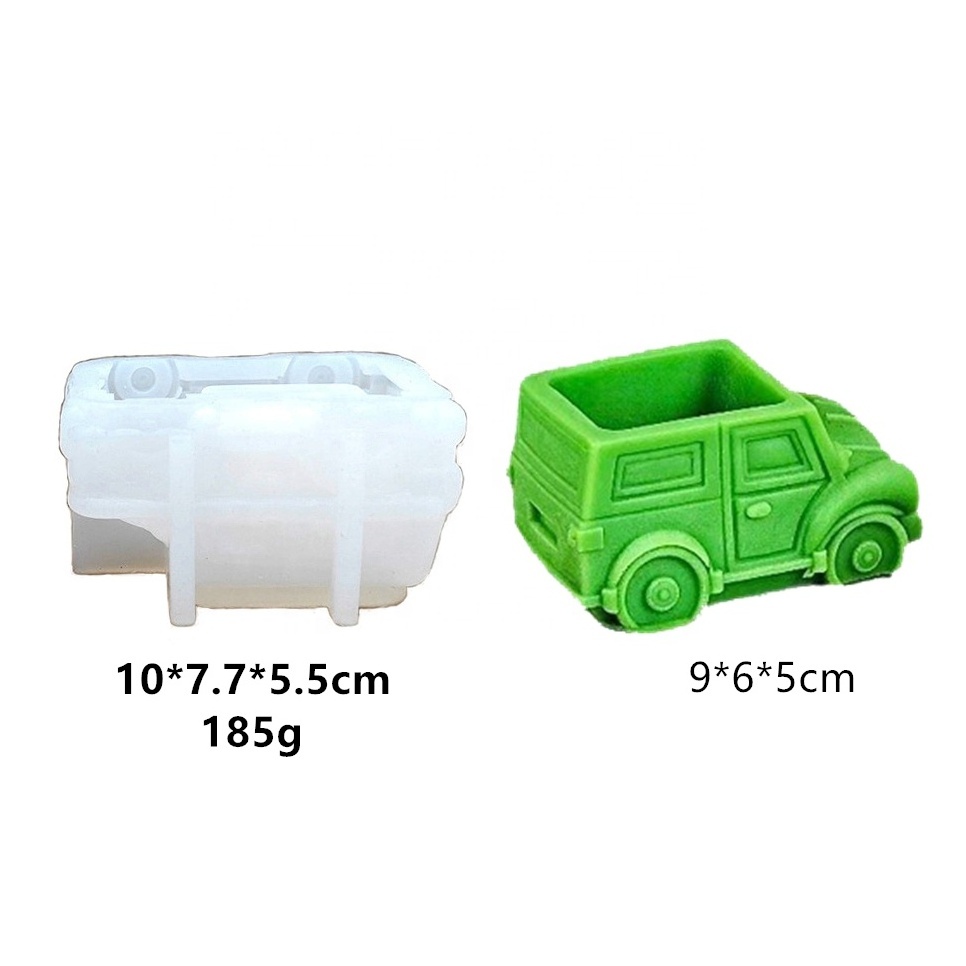 3D easy operating fine textures classic old sport buggy pattern silicone mold for diy cement resin succulent flower vase