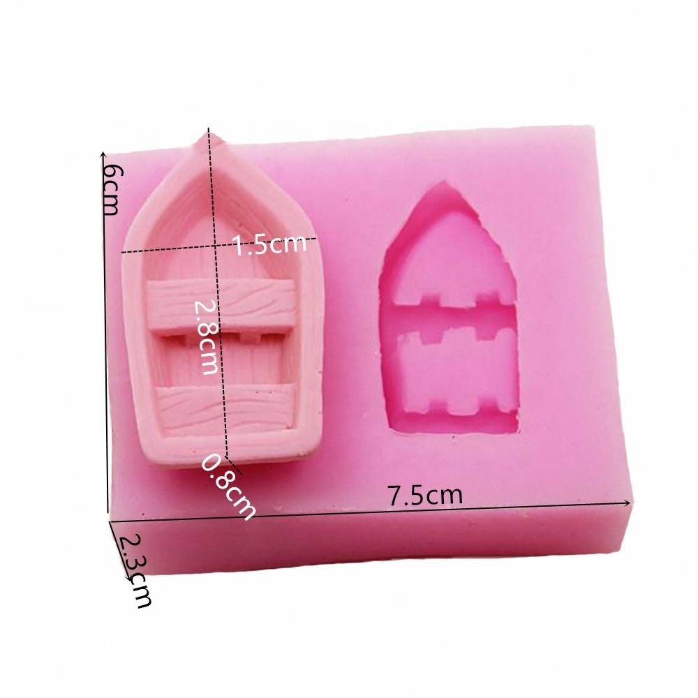 Rectangle 2pcs 3D old style wooden boats shape diy silicone mold