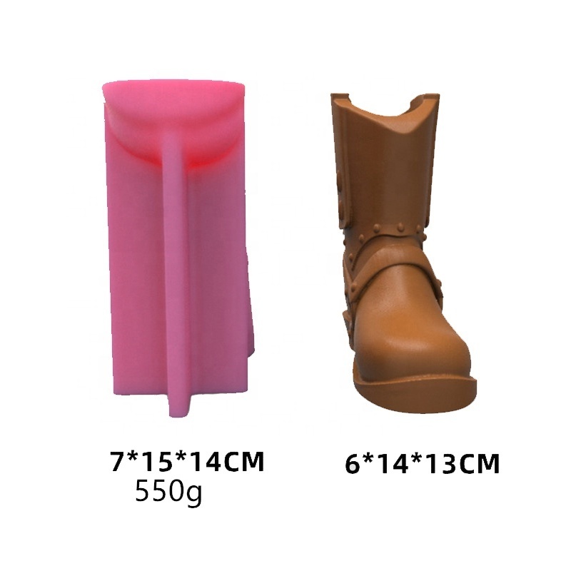 3D novelty fine grains vintage American western cowboy boots pattern DIY silicone concrete resin flower vase mold