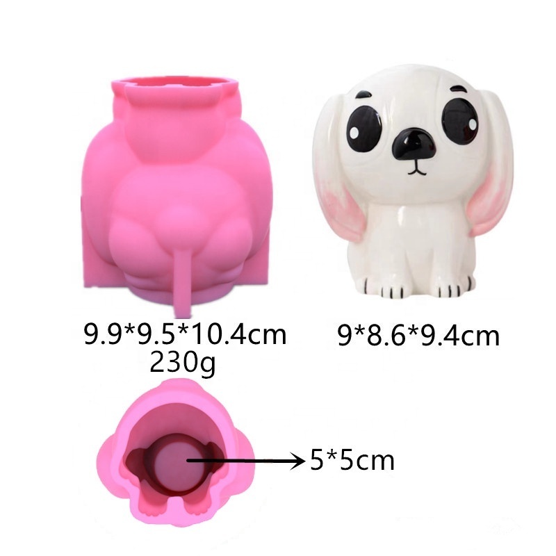 3D simple lovely big eyes pet dog silicone concrete mold