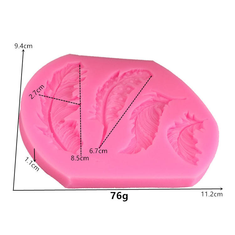 Oval outline 4pcs 3D funny nice feathers shape silicone DIY molds