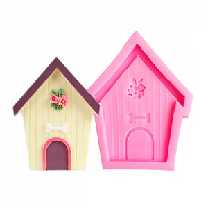 3D fine texture retro cartoon wooden house shape diy silicone molds