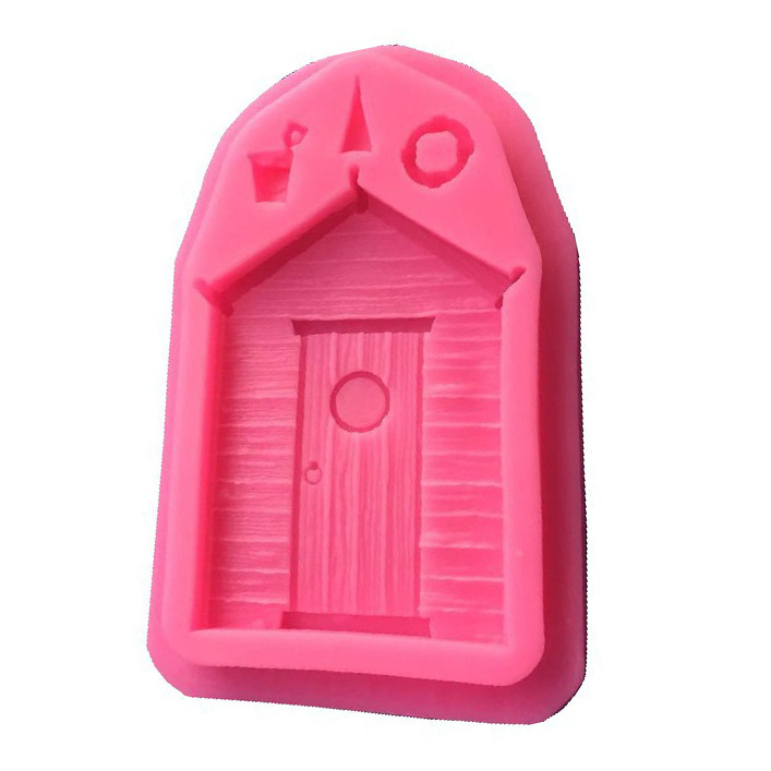 3D retro wooden house bucket lifebuoy shape DIY silicone mold