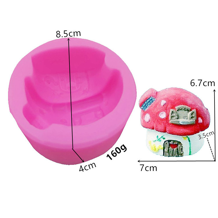 Fine 3D cartoon mushroom house shape silicone DIY chocolate cake soap candle ornaments mold