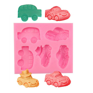 Rectangle 5pcs 3D nice cartoon cars shape diy silicone mold