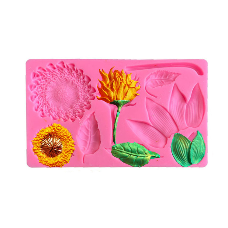 3D 13pcs sunflower buds Leaves DIY silicone mold