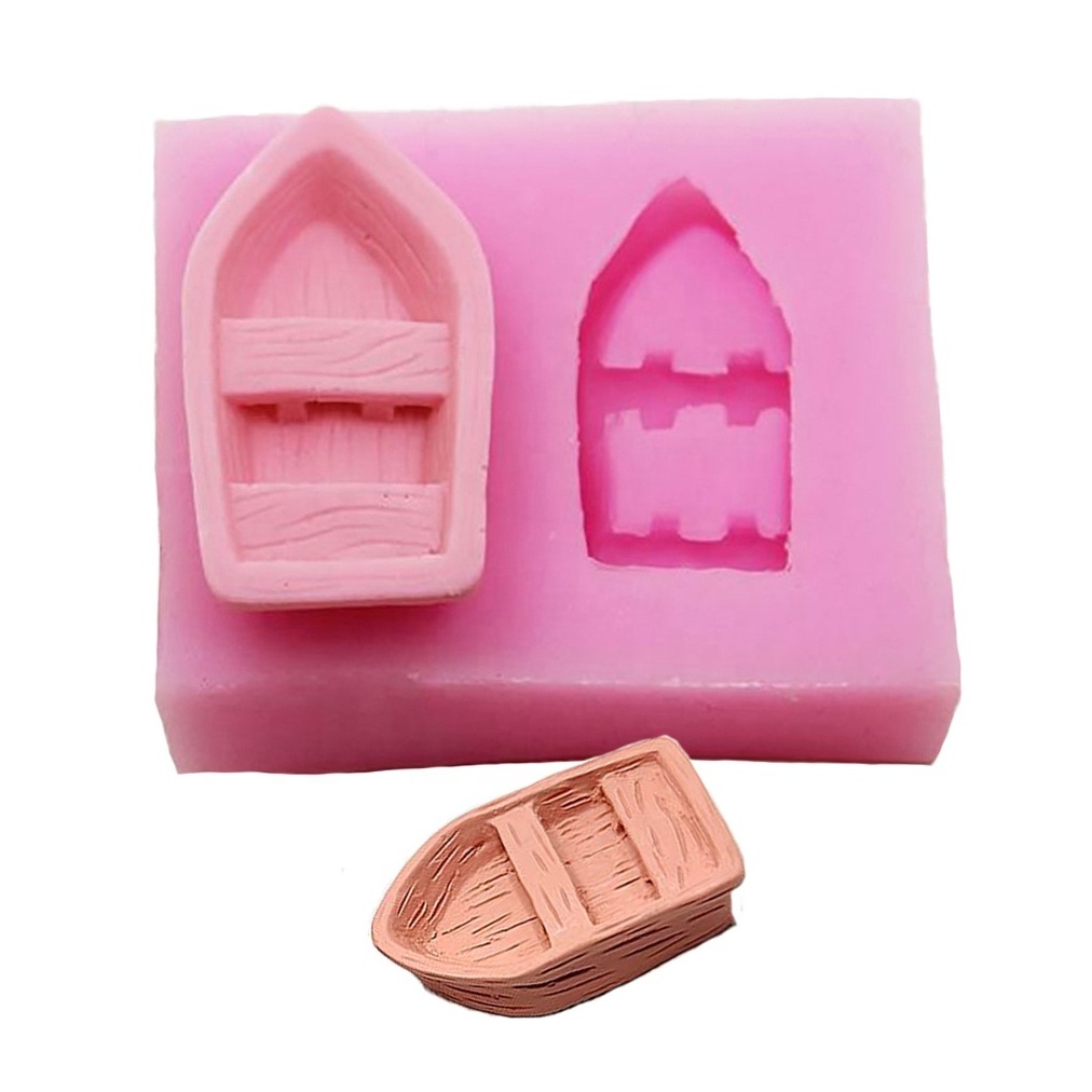 Rectangle 2pcs 3D old style wooden boats shape diy silicone mold