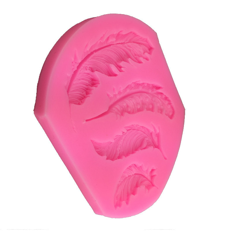 Oval outline 4pcs 3D funny nice feathers shape silicone DIY molds