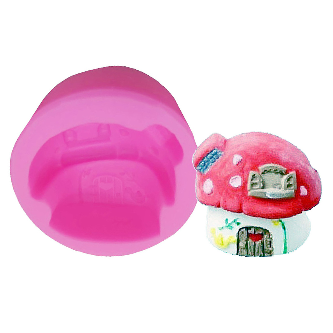 Fine 3D cartoon mushroom house shape silicone DIY chocolate cake soap candle ornaments mold