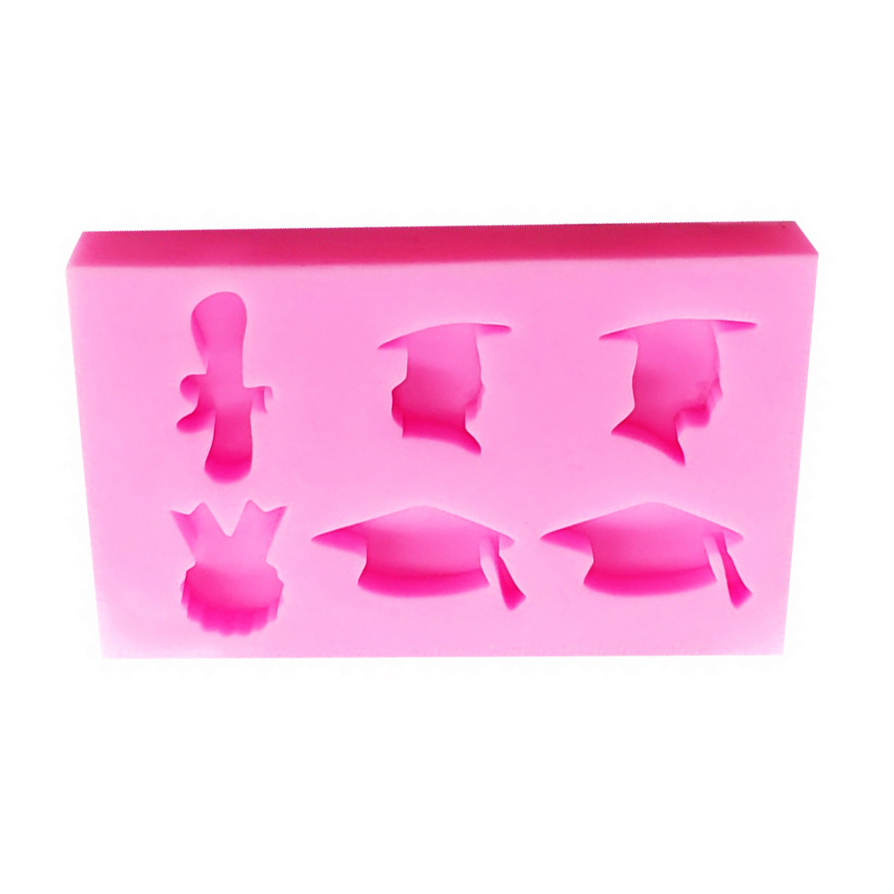 Rectangle 6pcs 3D fine graduation season diploma badge bachelor doctor cap shape silicone DIY molds