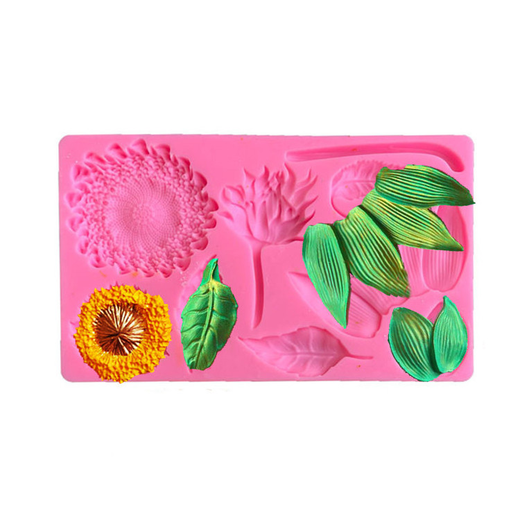 3D 13pcs sunflower buds Leaves DIY silicone mold