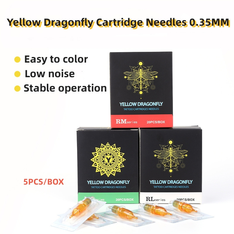 Professional Makeup Cartridge Needles For Tattoo Pen Machine Permanent Tattoo Needles Cartridge 20pcs Yellow Dragonfly I