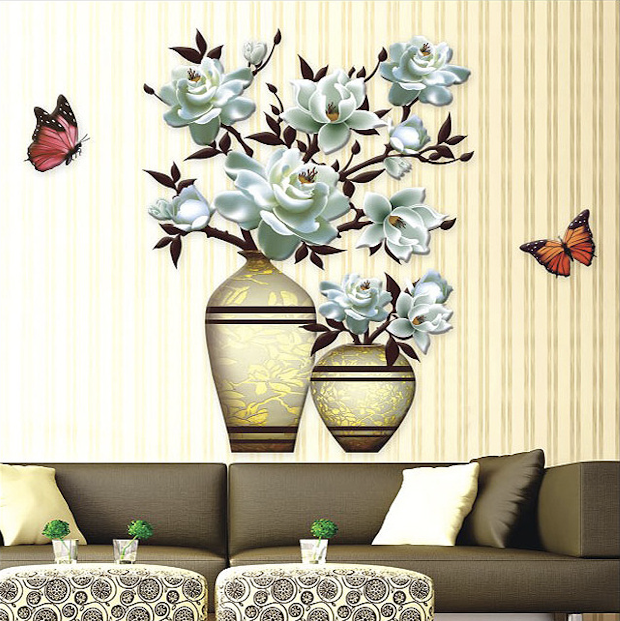 Wholesale Custom Colored Flowers Romantic Wallpaper 3D Background Large Size Wall Sticker