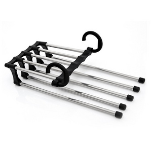 5 in 1 Pant Rack Multifunction Shelves Stainless Steel Multi-functional Wardrobe Magic Trouser Hanger Coat Storage Organization