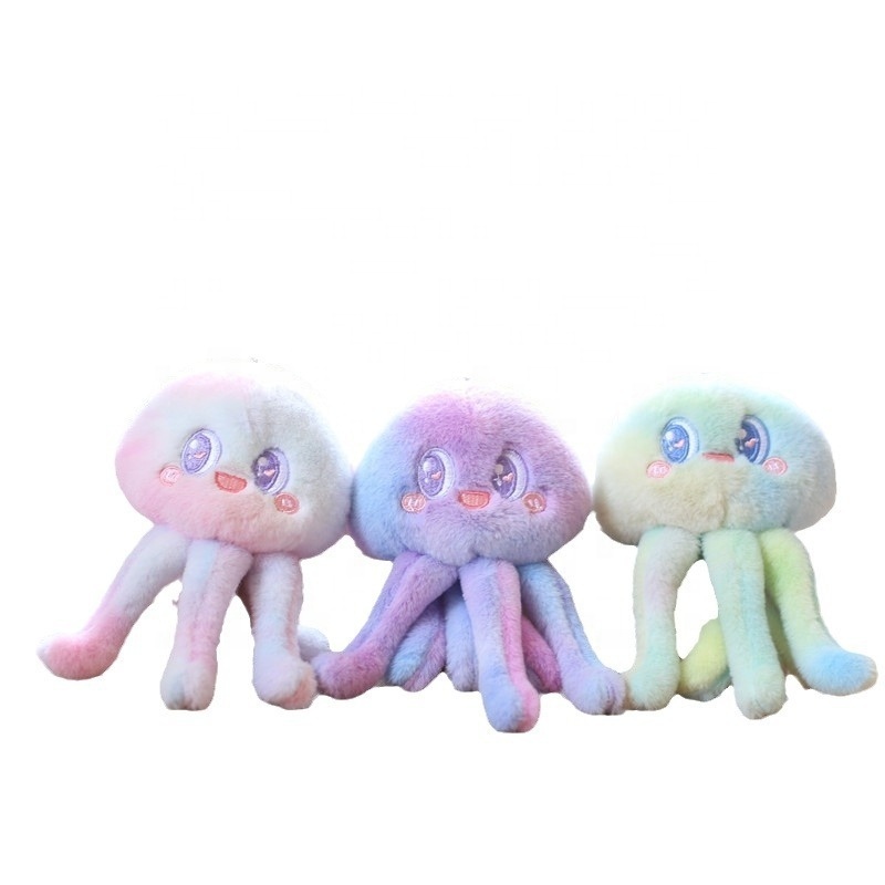 promotion gift  colorful cute jellyfish plush bag pendant key ring plushie keychains sea animal stuffed toys