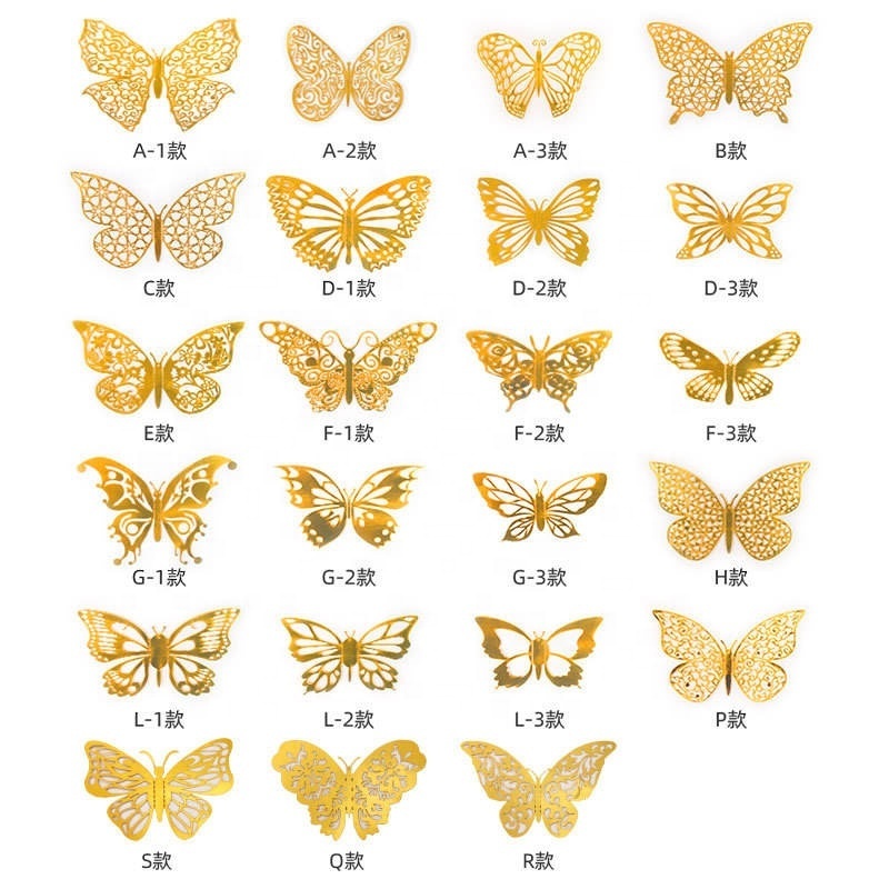 Openwork butterfly wall sticker 3D three-dimensional hollow bouquet butterfly decoration party supplies