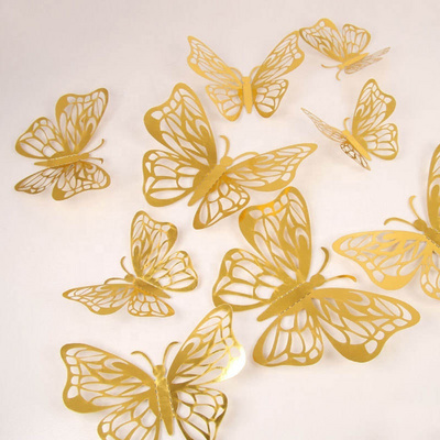 Openwork butterfly wall sticker 3D three-dimensional hollow bouquet butterfly decoration party supplies