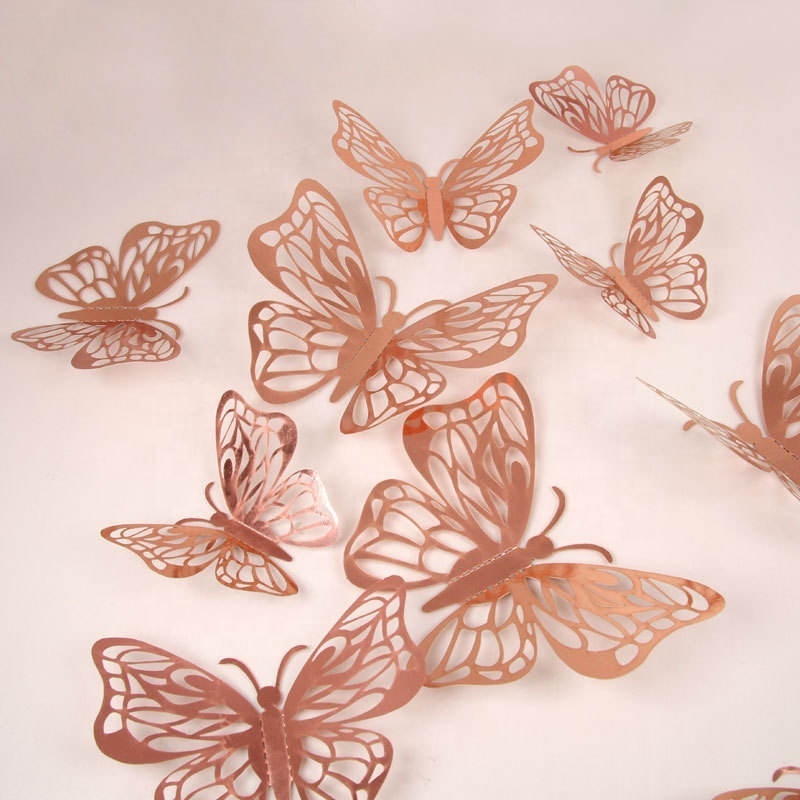 Openwork butterfly wall sticker 3D three-dimensional hollow bouquet butterfly decoration party supplies