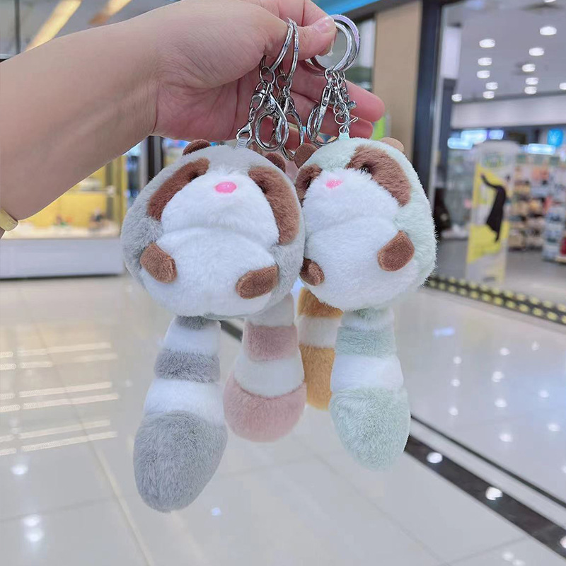 Exquisite Girl Gift Animal Doll Soft Bear Plush Doll Pendant Odd-tailed Bear Keyring Plush Keychain Key Ring Raccoon Keychain