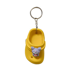 T1110 Cute and compact new mini slippers hole shaped shoes doll random style car couple keychain