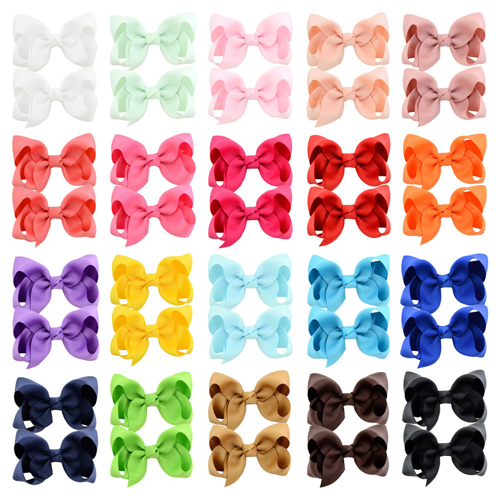 S624 Wholesale 3.5 inch Cute Kids Hair Accessories Grosgrain Ribbon Boutique Hair Bows With Clip Hairpins