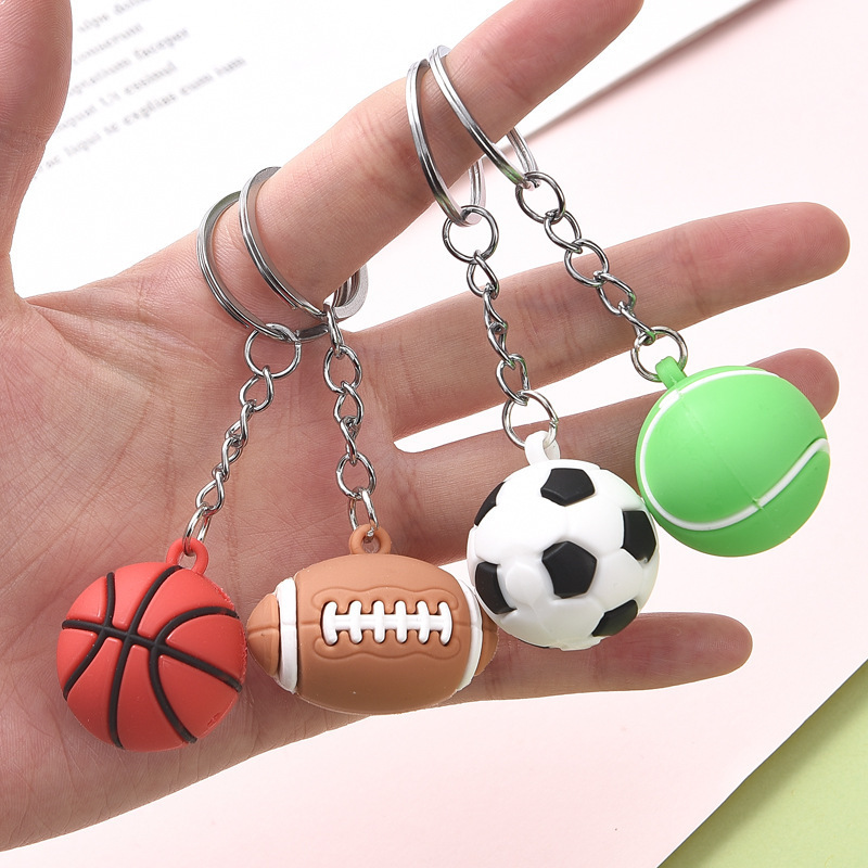 PU Leather Soft Foam Sponge Ball Keychain Football Basketball Soccer Squeeze Stress Ball Relief Toys Anti Stress Ball Fidget Toy