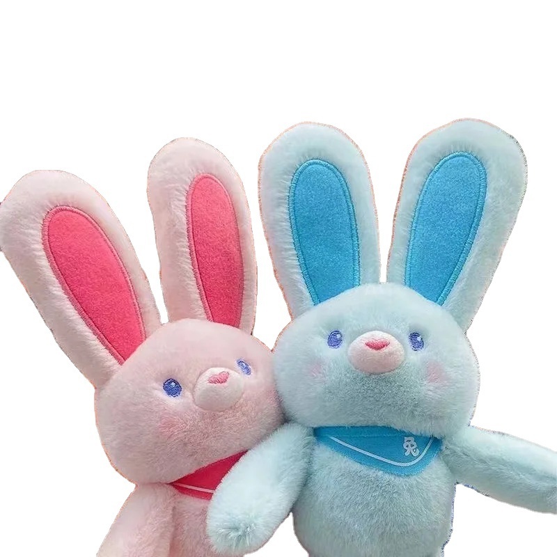 T1538 In stock Easter Rabbit Keychain Stretchable Ear Leg Bunny Animal Cartoon Stuffed Fluffy Plush Keychain