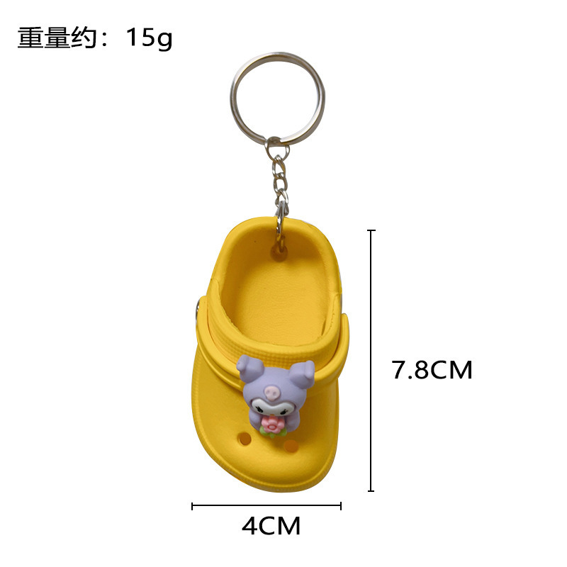 T1110 Cute and compact new mini slippers hole shaped shoes doll random style car couple keychain