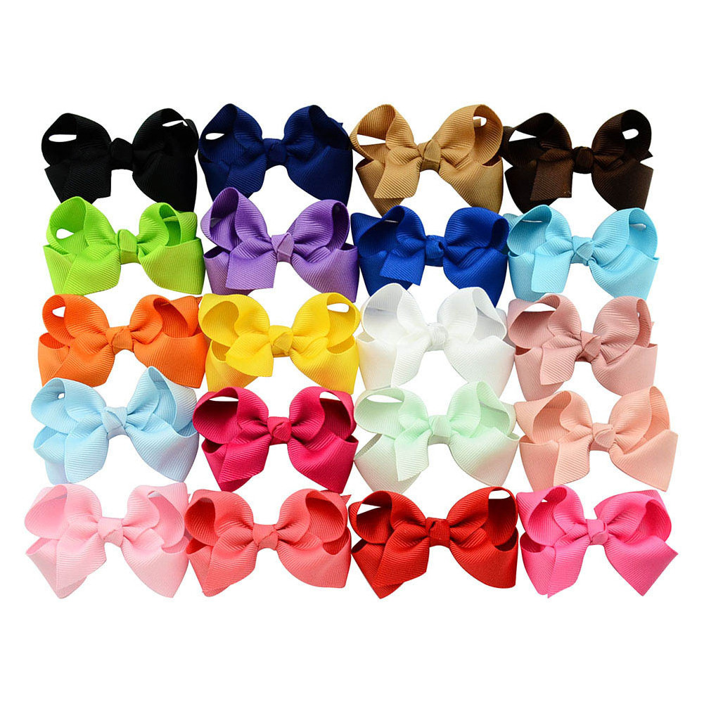 S624 Wholesale 3.5 inch Cute Kids Hair Accessories Grosgrain Ribbon Boutique Hair Bows With Clip Hairpins