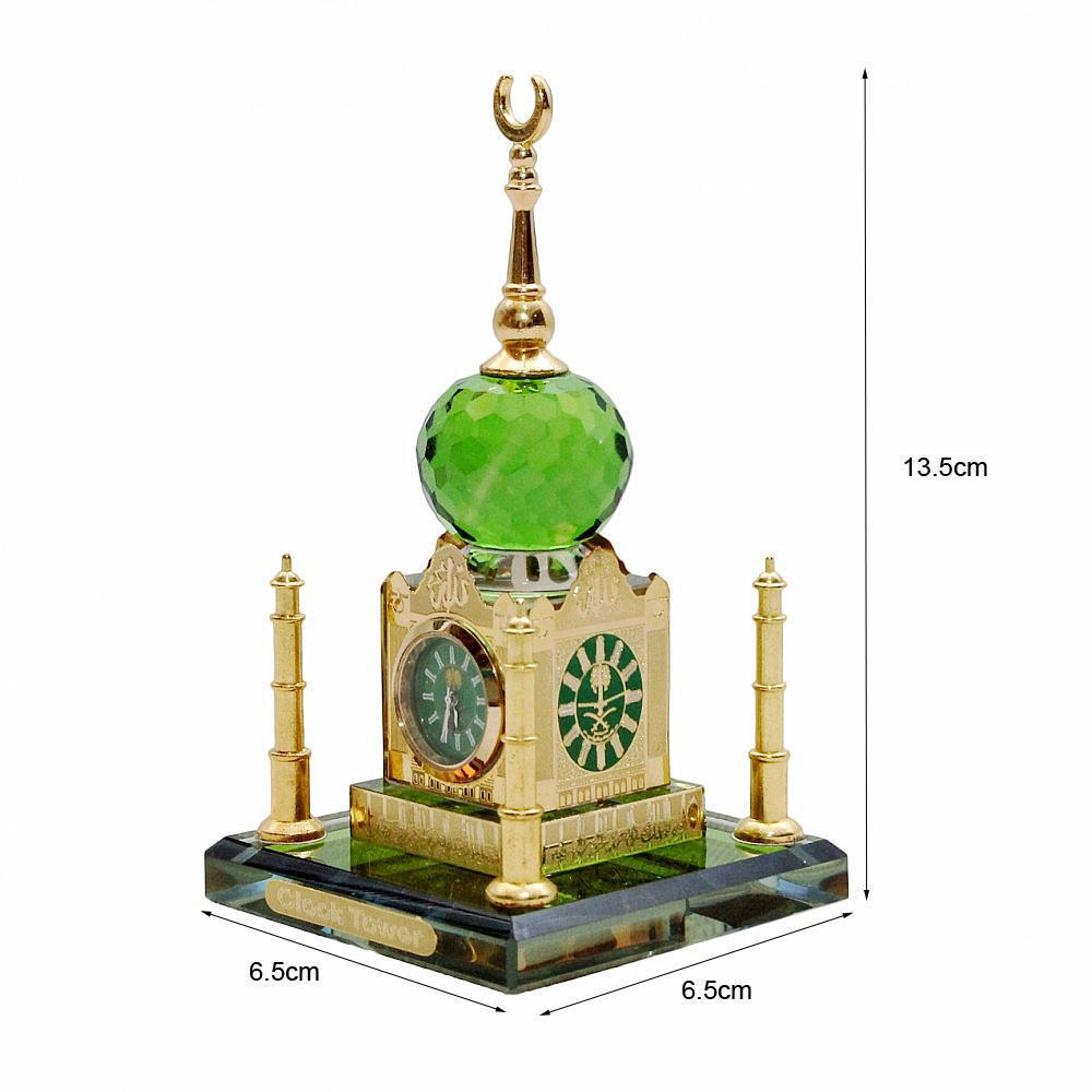 Factory Direct Supply the Latest Fashion Prayer Cap Islamic Souvenir Tourist Home Glass Ornament Clock Tower