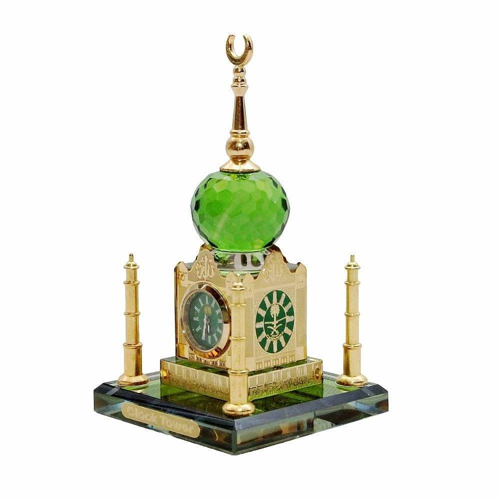 Factory Direct Supply the Latest Fashion Prayer Cap Islamic Souvenir Tourist Home Glass Ornament Clock Tower