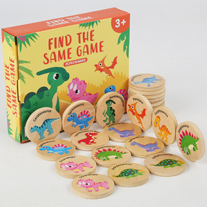 Children's Educational Wooden Cartoon Dinosaurs Find The Same Matching Game Cognitive Toy For Kids