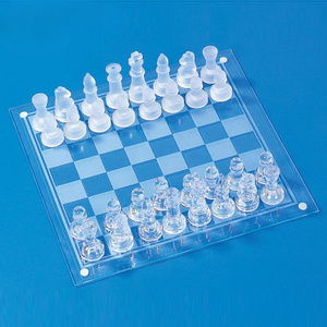 Hot Selling Luxury Frosted Glass Crystal Chess Set 20*20cm Chessboard 50mm Chess Piece Handmade