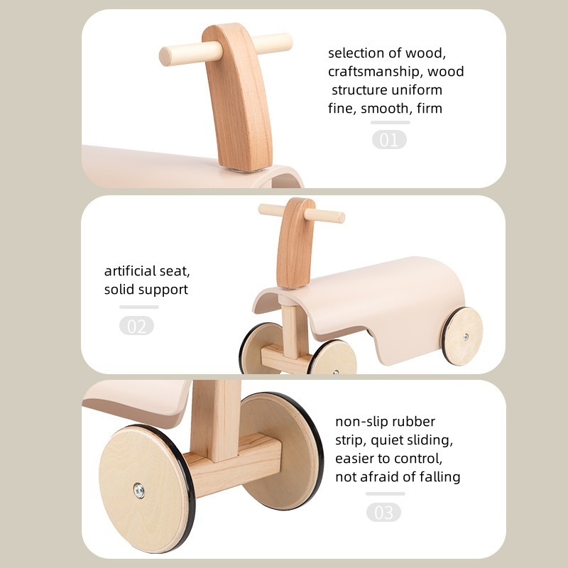 Four-wheel Baby Wooden Balance Car Walker Toy Early Educational Bending Board Car For Gift