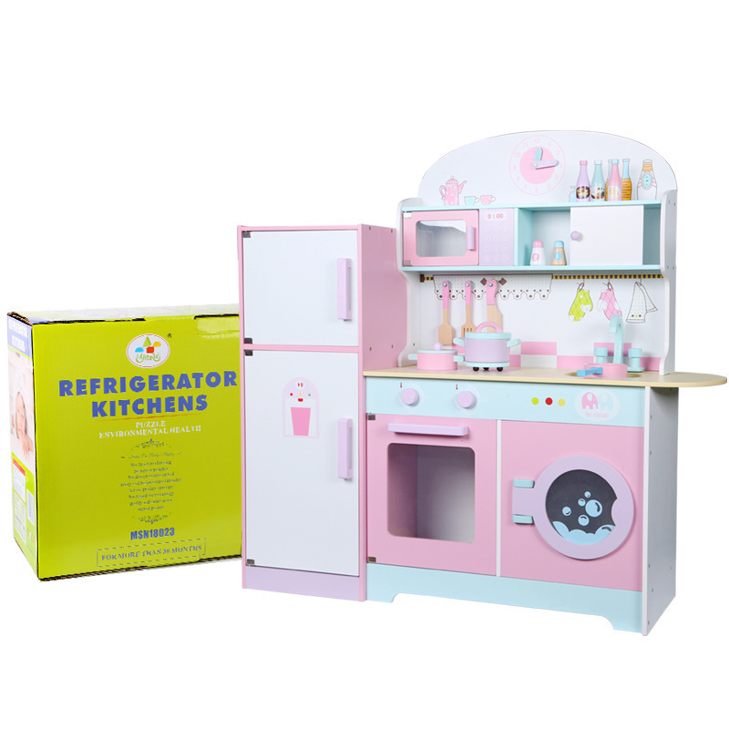 New products baby wooden kitchen set toy best design children big wooden kitchen set toy with refrigerator