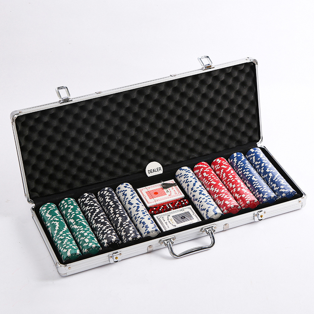 500pcs 11.5 Gram Poker Chips And Case Novelty Tabletop Card Gambling Set Game WITH Aluminum Case