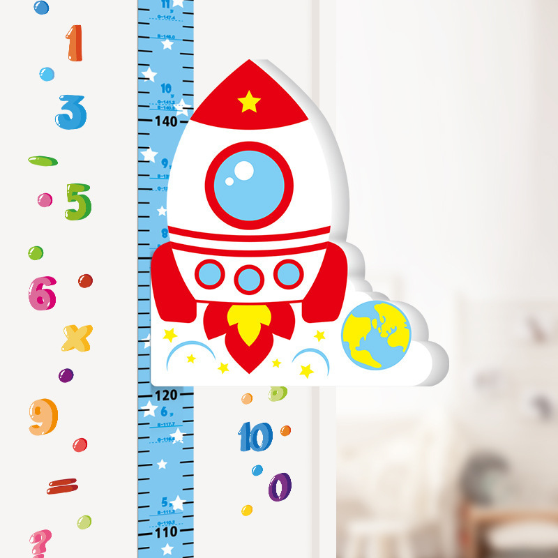 Cartoon 3D children room detachable EVA baby measuring ruler easy height wall sticker