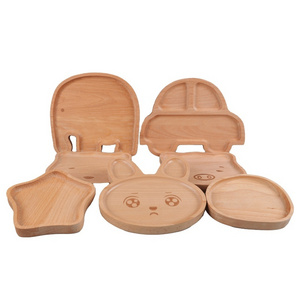 Originality cartoon Solid Wood lovely animal Shaped Dessert Tray Snack Foods fruit kid wooden plate