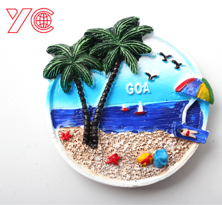 Cheap india Custom Goa city Tourist Souvenirs Blank 3D resin Fridge Magnet