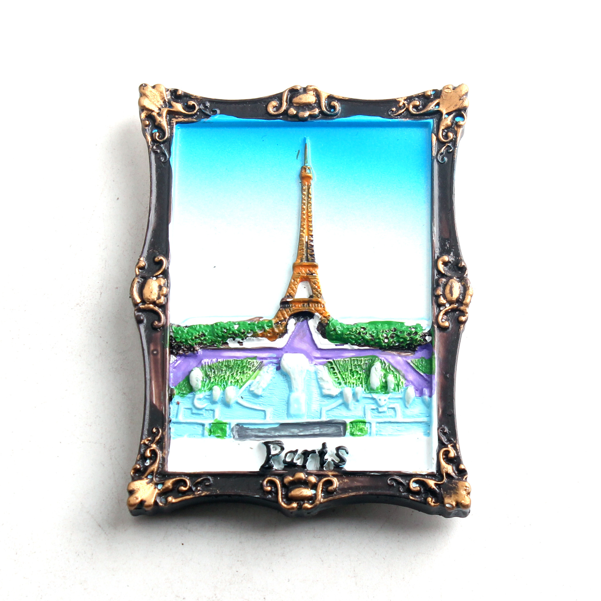 Yiwu Factory  Resin France Eiffel Tower Paris photo frame 3D Fridge Magnet