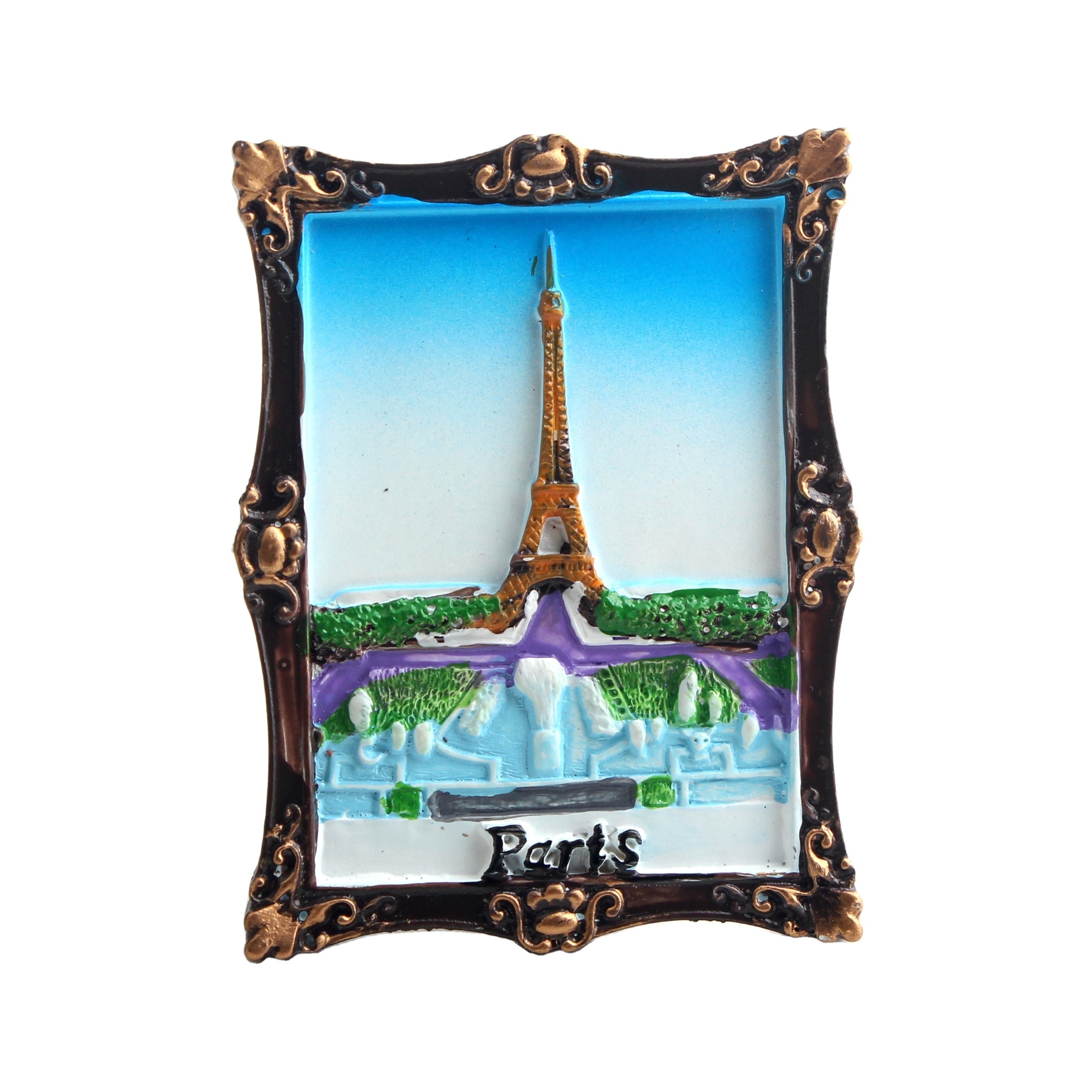 Yiwu Factory  Resin France Eiffel Tower Paris photo frame 3D Fridge Magnet