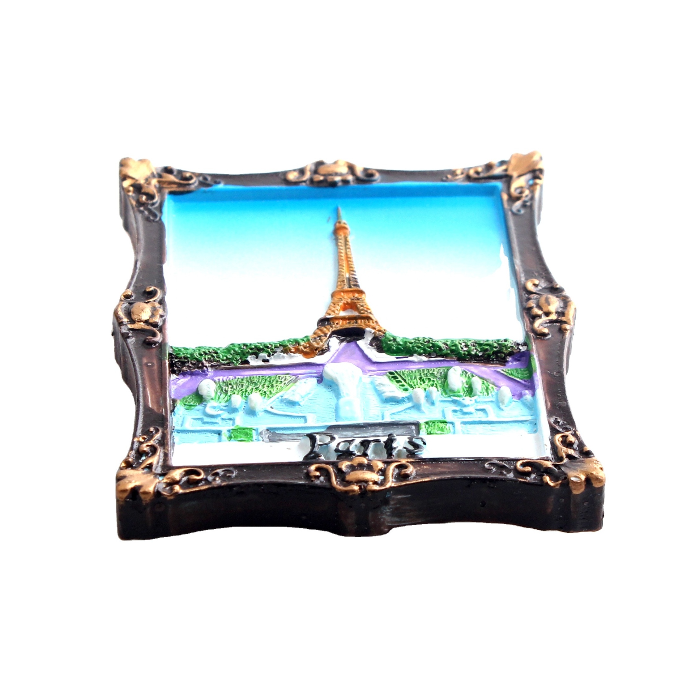 Yiwu Factory  Resin France Eiffel Tower Paris photo frame 3D Fridge Magnet